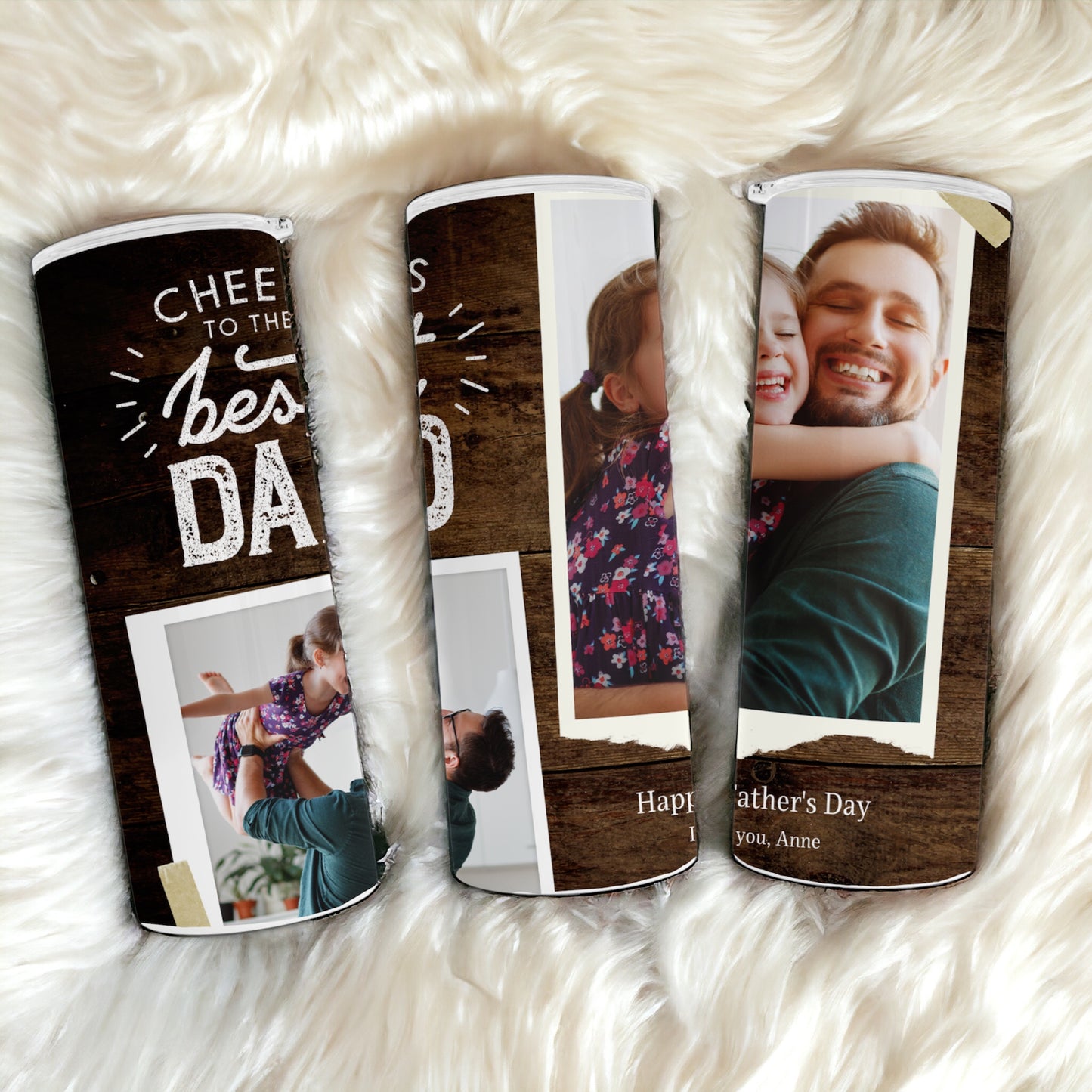 Personalized Cheers to The Best Dad, Father's Day Photo Tumbler with Custom Message