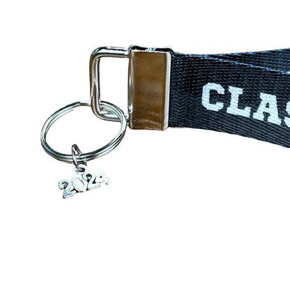 Personalized Class of 2024 with Name Nylon Key Fob - Custom Wristlet Keychain