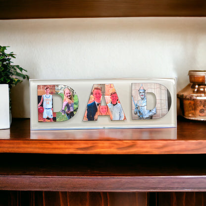 Personalized Dad Photo Collage Glass Tile - Great for Father’s Day