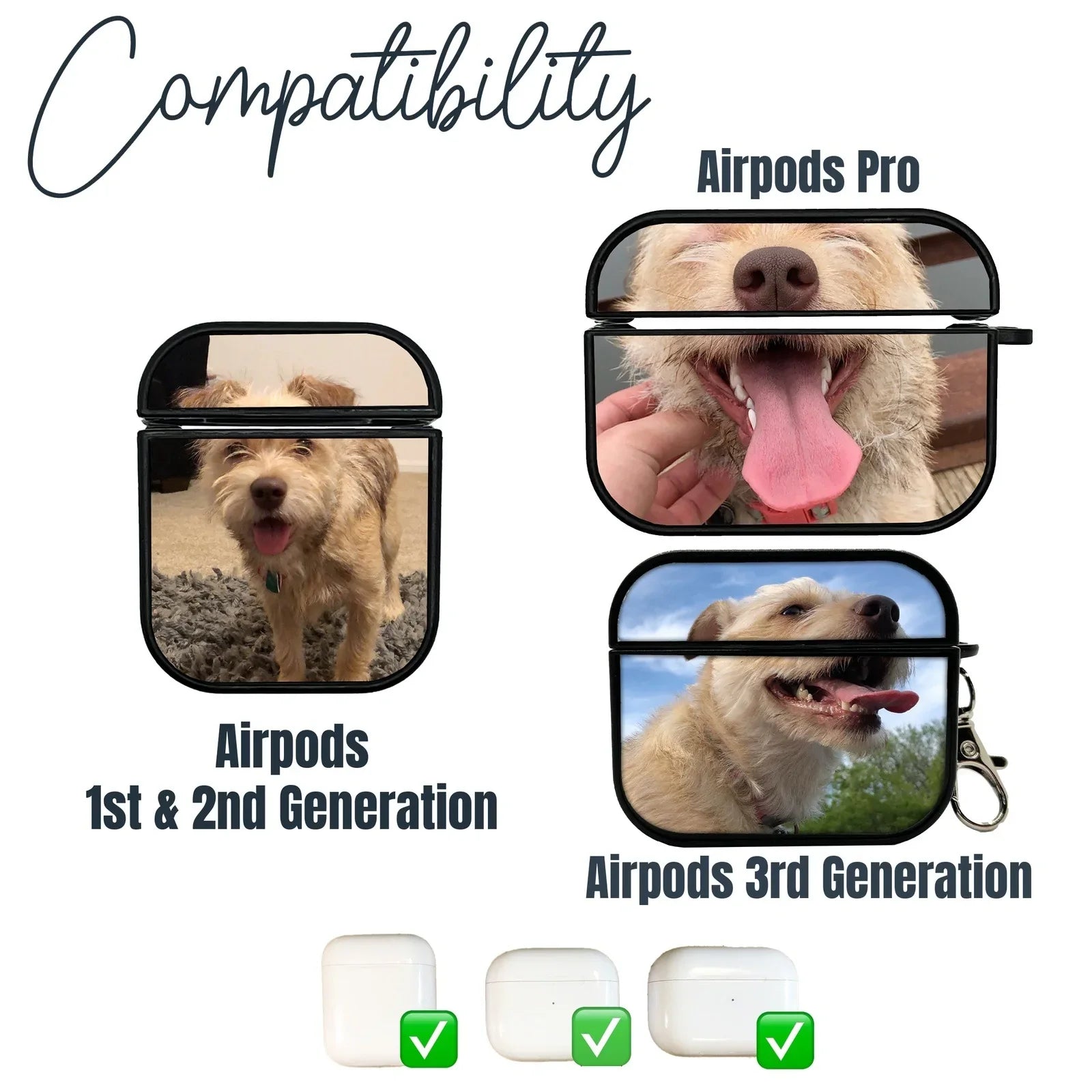 Personalized Dog Photo Airpods Case for Generation 1, 2, 3 or Airpods Pro Generation 1 and 2