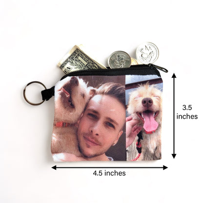 Personalized Dog Photo Coin Purse - Custom Pet Picture Zipper Pouch