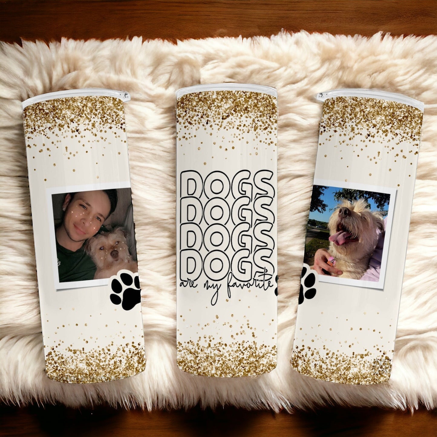 Personalized Dogs Are My Favorite Quote - Custom Photo Collage Tumbler Cup