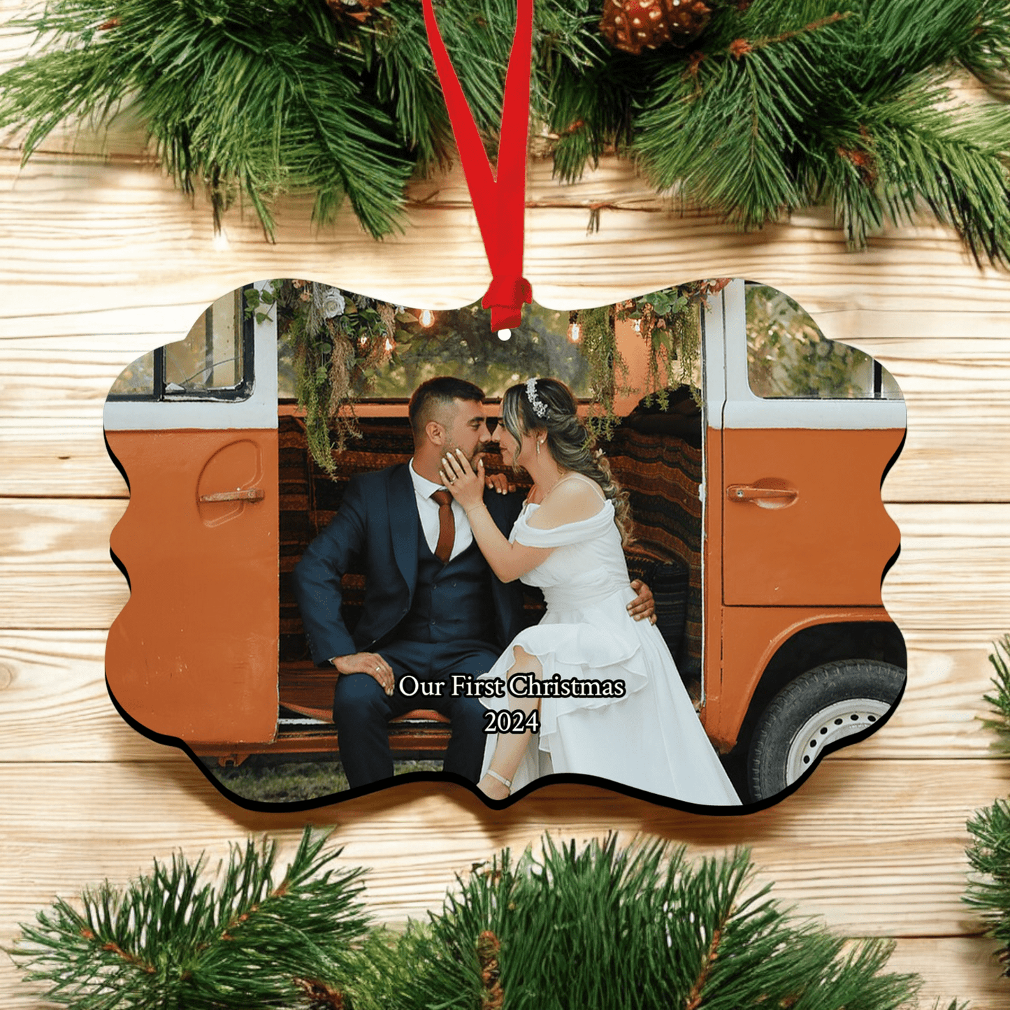 Personalized Double-Sided Benelux Shape Wooden Ornament – Add Your Photo & Custom Text