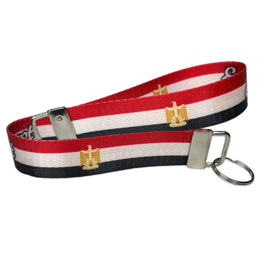 Personalized Egypt Flag Nylon Key Fob - Egyptian Custom Wristlet Keychain