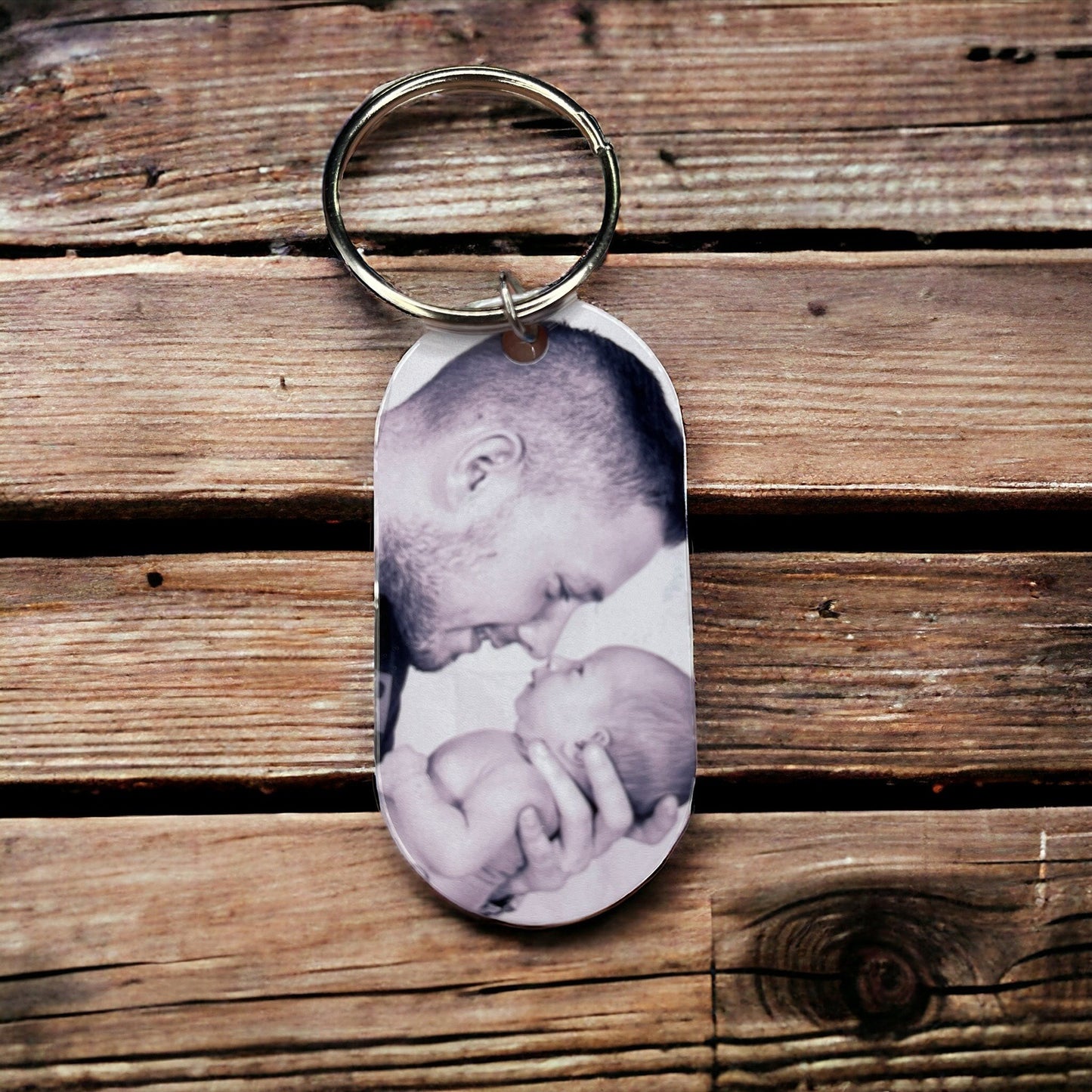 Personalized Father's Day - Definition fo Dad - Custom Photo Dog Tag Keychain