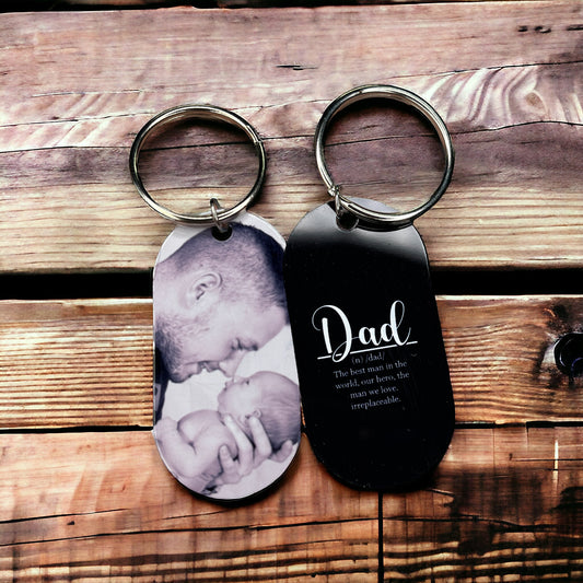 Personalized Father's Day - Definition fo Dad - Custom Photo Dog Tag Keychain