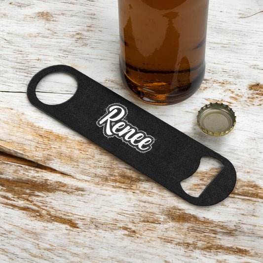 Personalized Faux Black Denim Jeans Patch Bottle Opener - Custom Bar Key