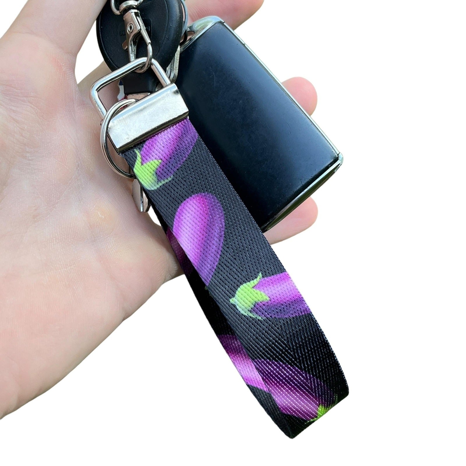 Personalized Food Graphic Nylon Fabric Keychain Key Fob Wristlet