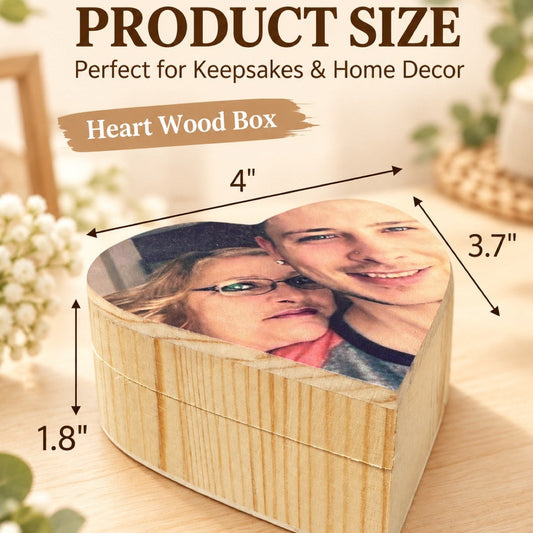 Personalized Heart Photo Keepsake Box - Custom Picture Jewelry Box