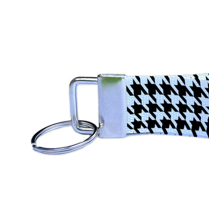 Personalized Houndstooth Pattern Custom Nylon Keychain Wristlet Key Fob