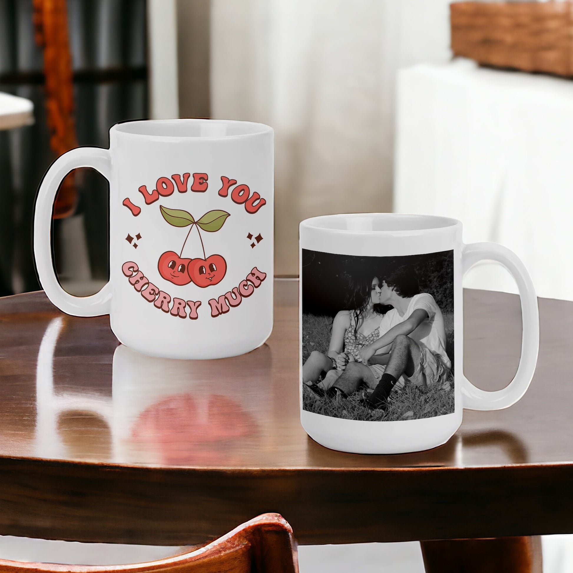 Personalized I Love You Cherry Much Photo Mug- Custom Large 15oz Coffee Mug with Picture