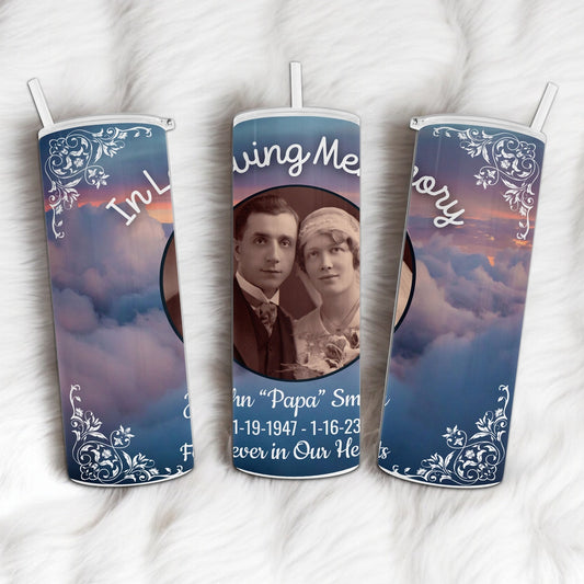 Personalized In Loving Memory - Dad, Mom, Grandma, Grandpa or other Loved one Memorial Tumbler with Photo