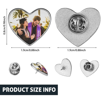 Personalized Metal Heart Pin Button with Your Photo
