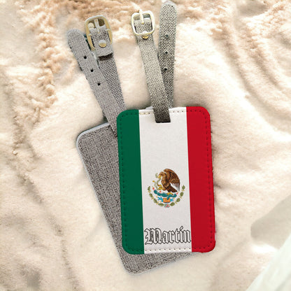 Personalized Mexican Flag Luggage Tag - Custom Mexico Gift