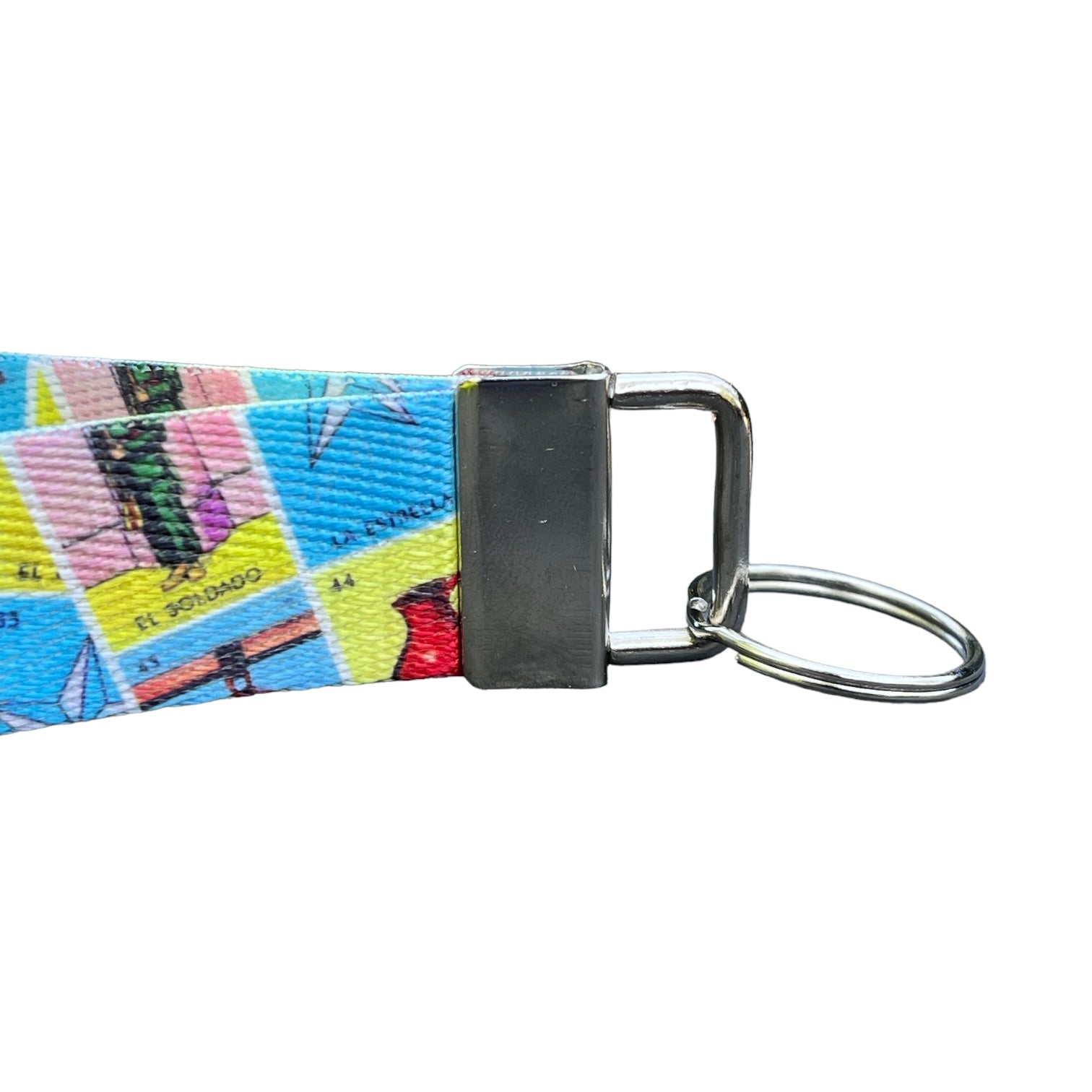 Personalized Mexican Loteria Pattern Nylon Key Fob - Custom Mexico Traditional Game Design Wristlet Keychain