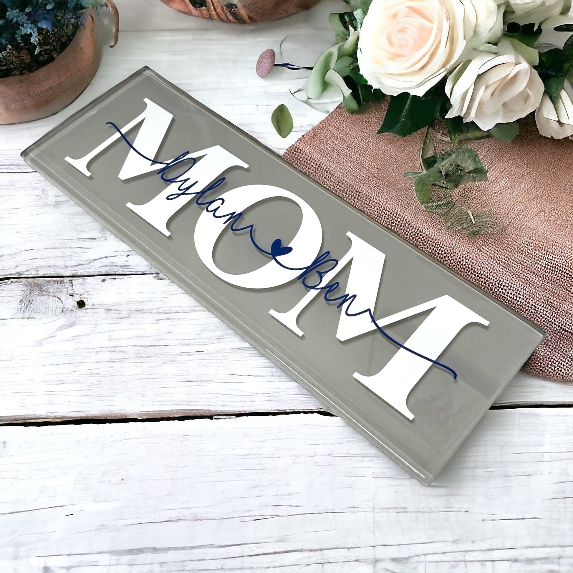 Personalized Mom Glass Tile with Names - Mothers Day Gift for Her