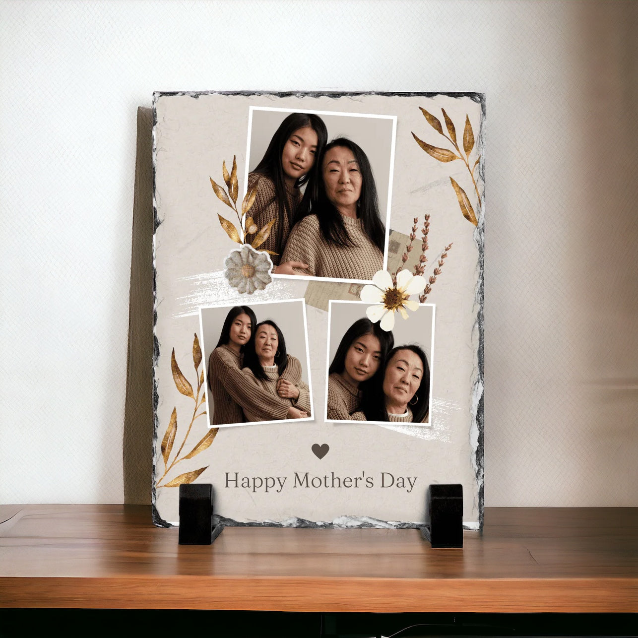 Personalized Mother's Day Photo Collage Slate Plaque with Stand