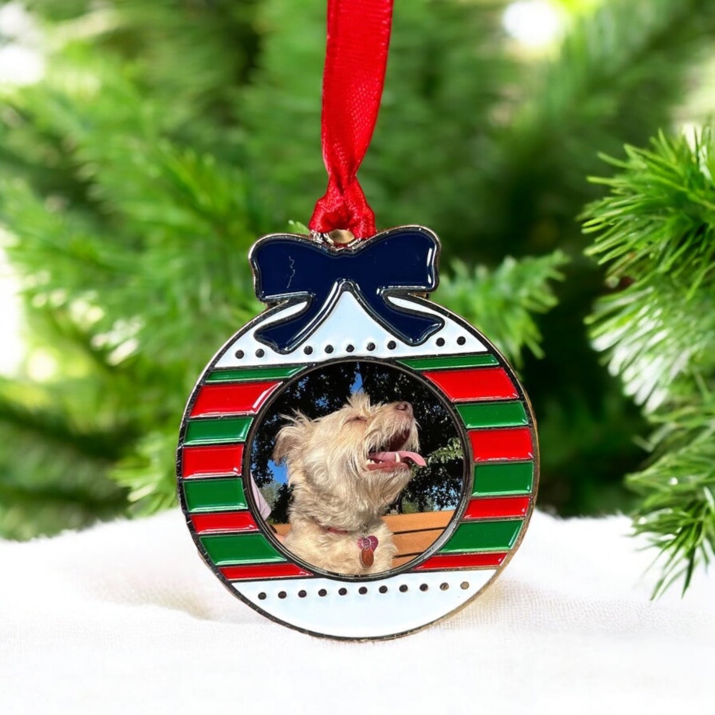 Personalized Ornament Ball Shaped Metal Ornament with Your Photo - Custom Christmas Keepsake