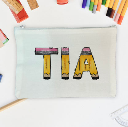 Personalized Pencil Pouch Doodle Letter Design Add Your Name