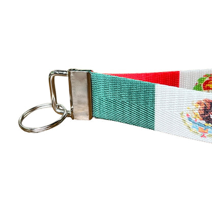 Personalized Peruvian Mexican Artistic Flag Nylon Key Fob - Custom Wristlet Keychain