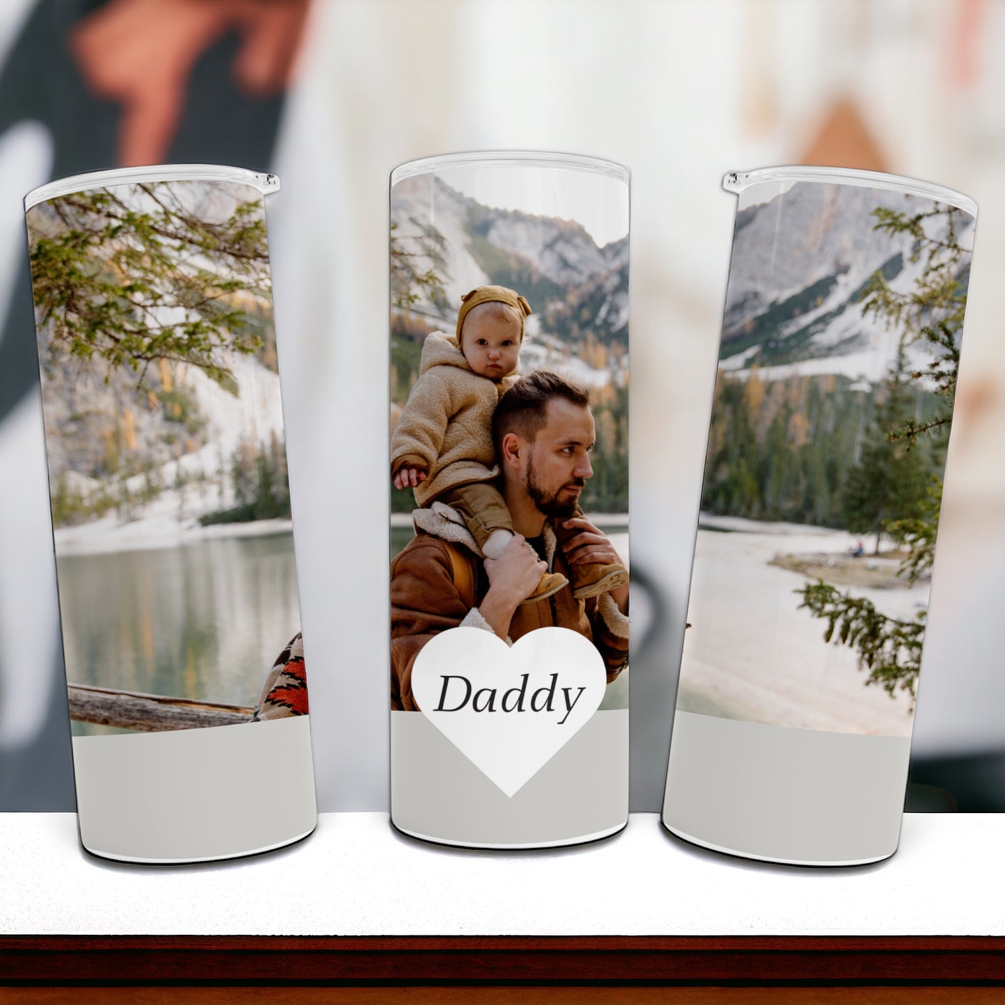 Personalized Photo Tumbler with Heart for Daddy