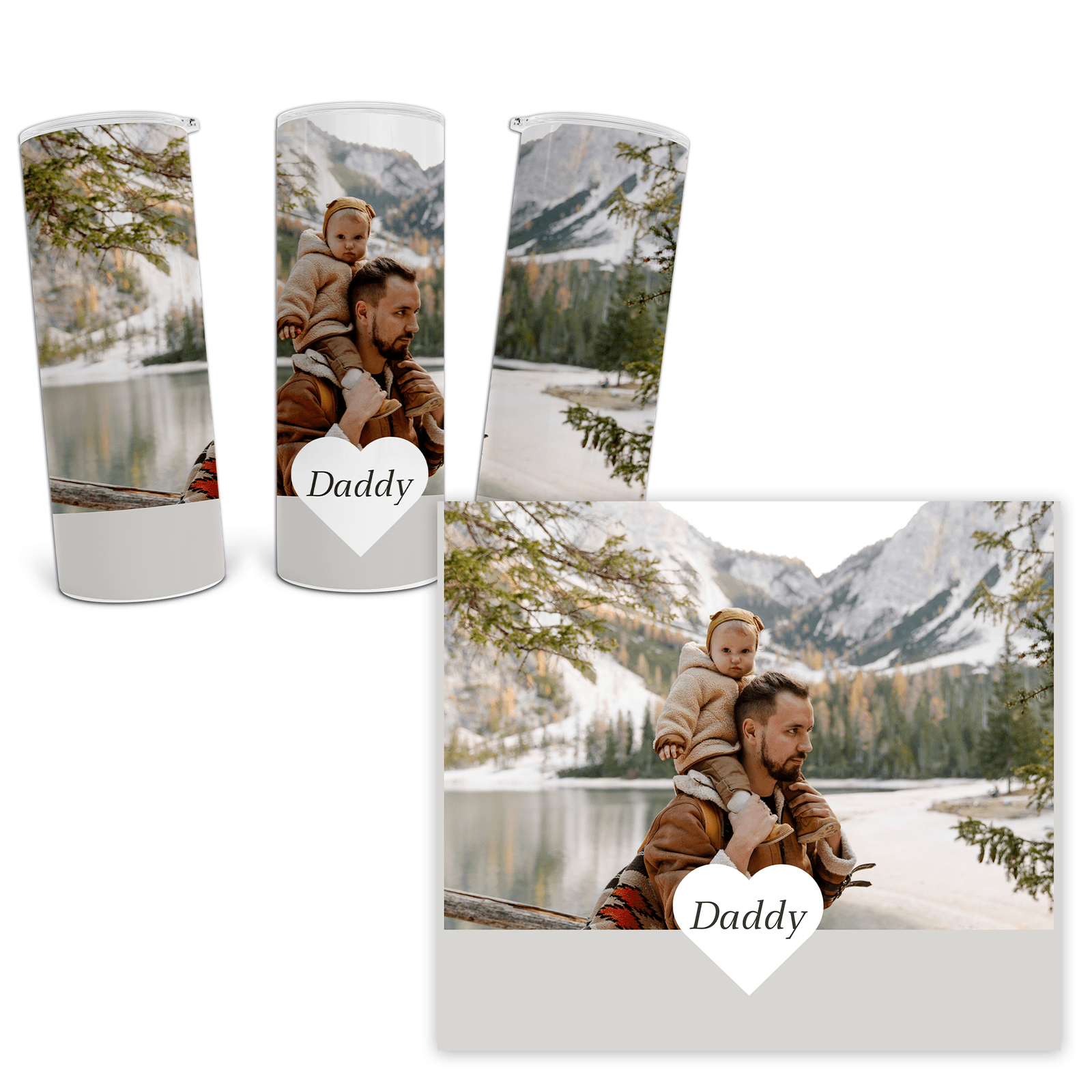 Personalized Photo Tumbler with Heart for Daddy
