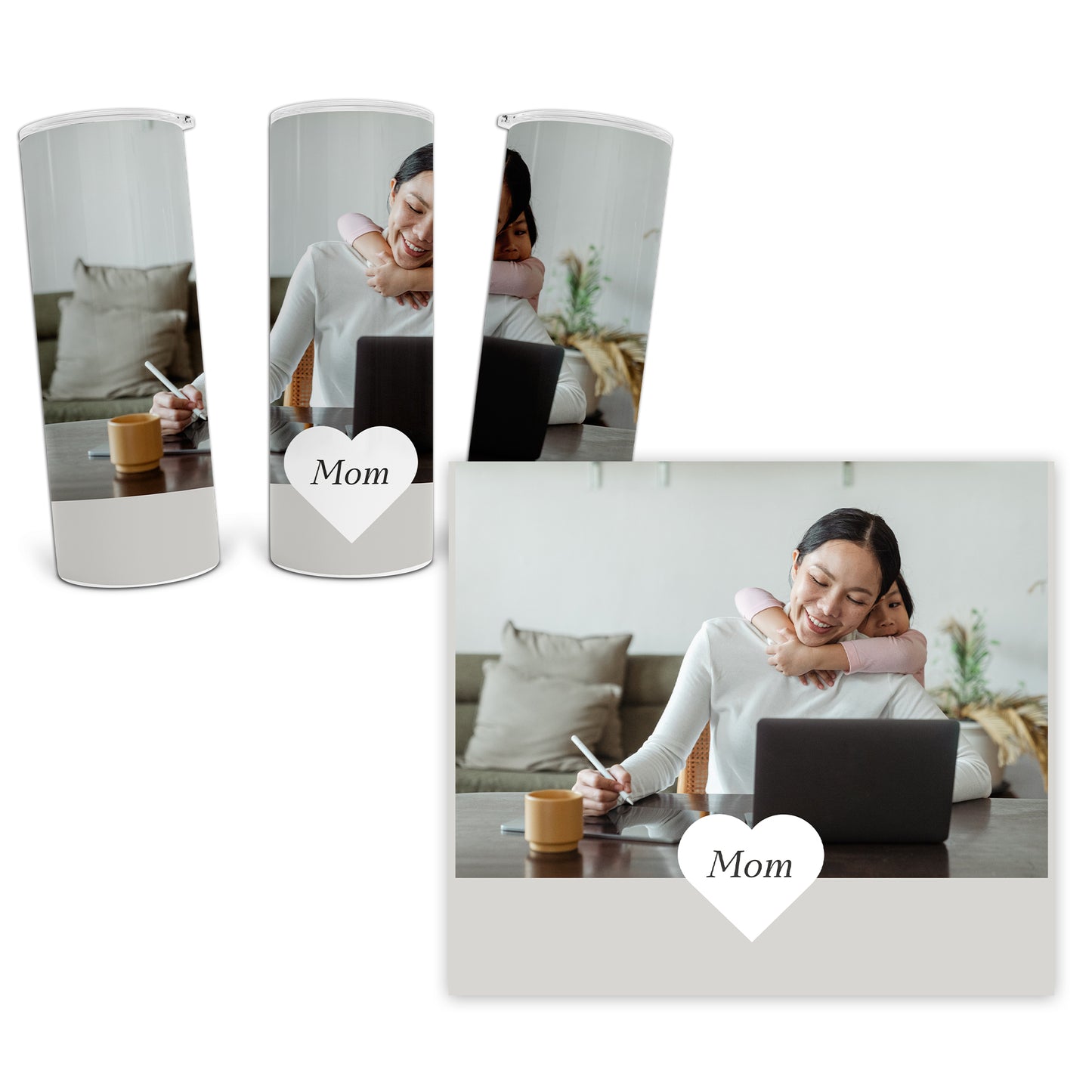 Personalized Photo Tumbler with Heart for Mom