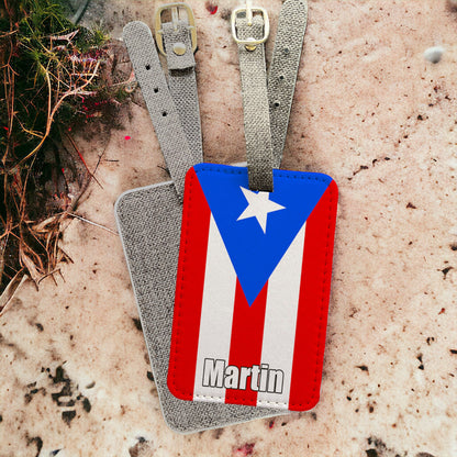 Personalized Puerto Rican Flag Luggage Tag - Custom Puerto Rico Gift
