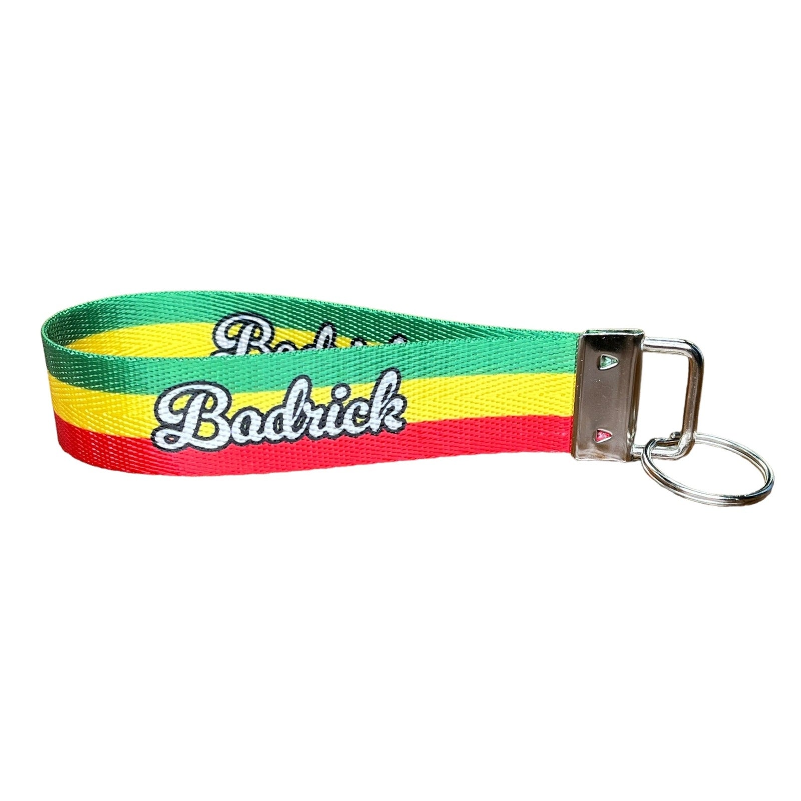 Personalized Rasta Color Striped Flag Nylon Key Fob Keychain - Rastafari Tag