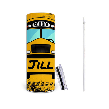 Personalized School Bus Driver Tumbler - 20oz Stainless Steel Tumbler with Lid and Straw