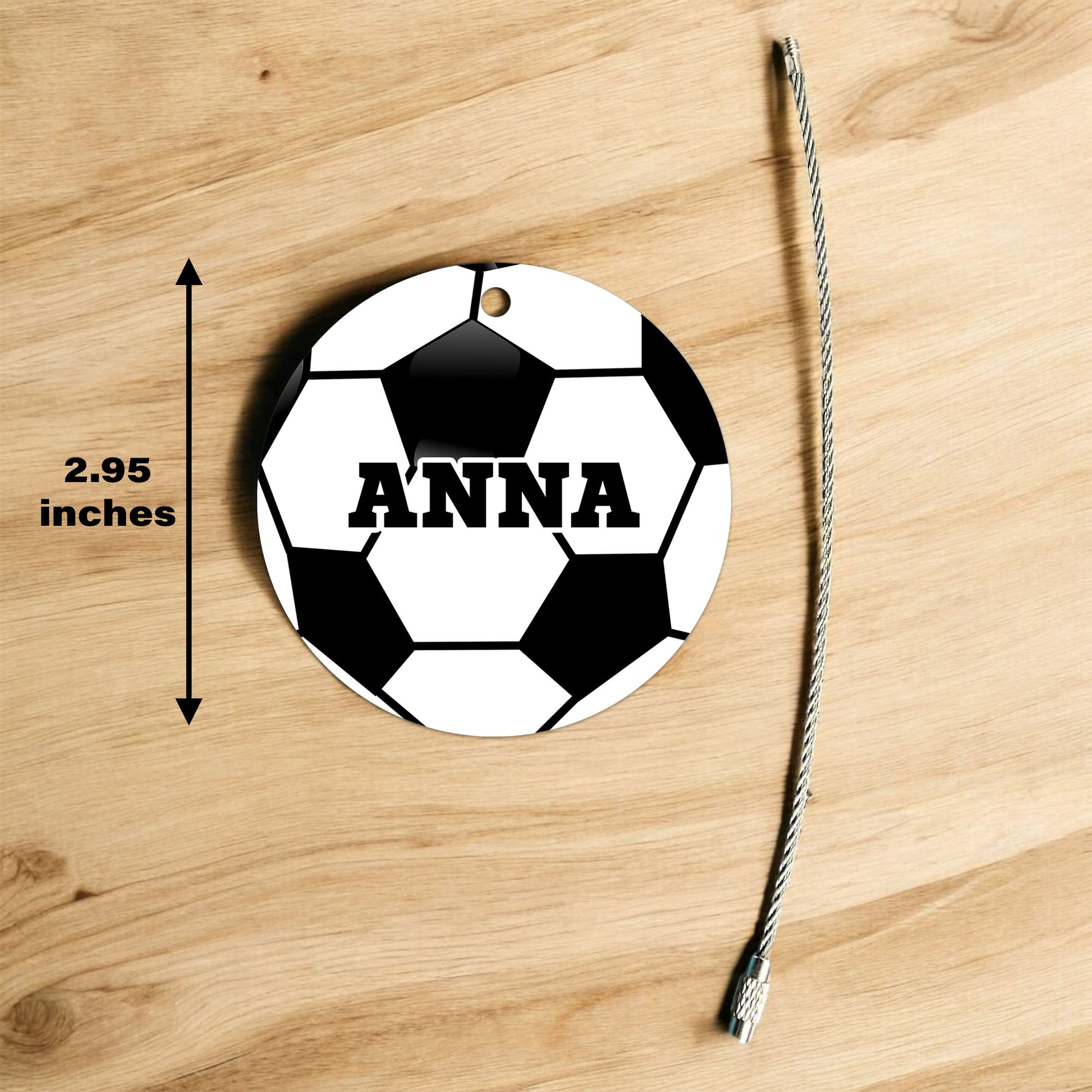 Personalized Soccer Ball Bag Tag - Custom Athletic Font with Player Name or Number