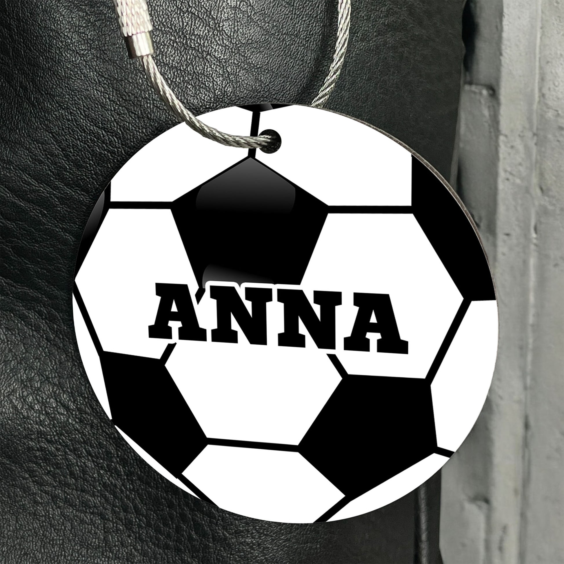 Personalized Soccer Ball Bag Tag - Custom Athletic Font with Player Name or Number