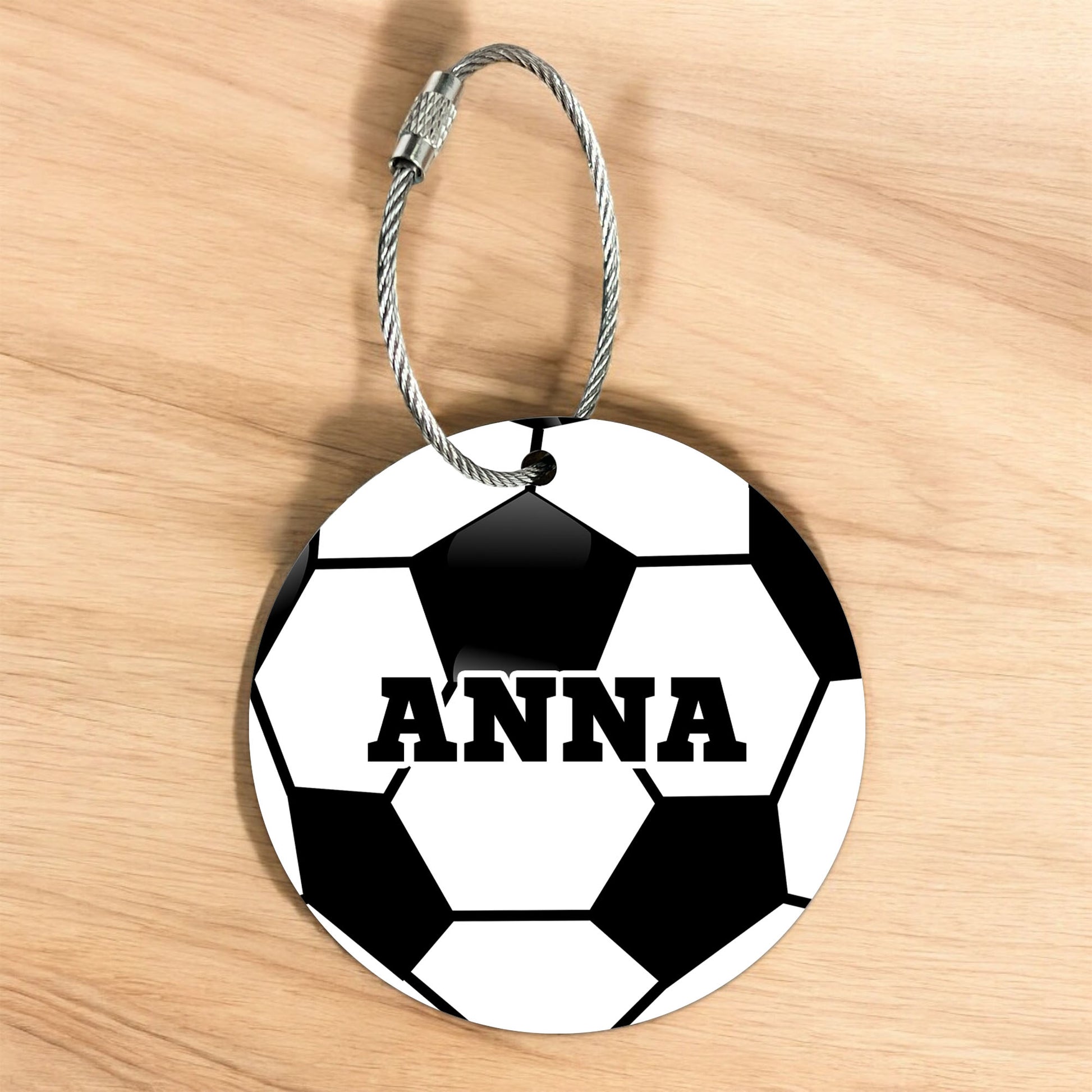 Personalized Soccer Ball Bag Tag - Custom Athletic Font with Player Name or Number