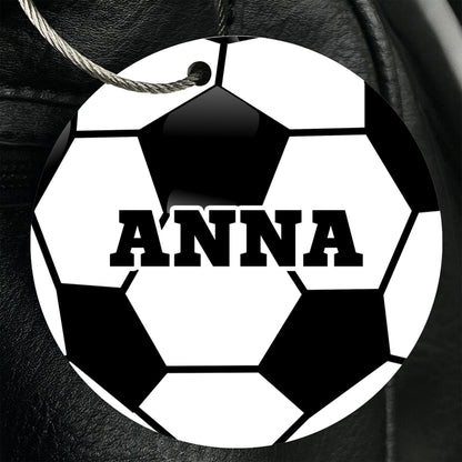 Personalized Soccer Ball Bag Tag - Custom Athletic Font with Player Name or Number