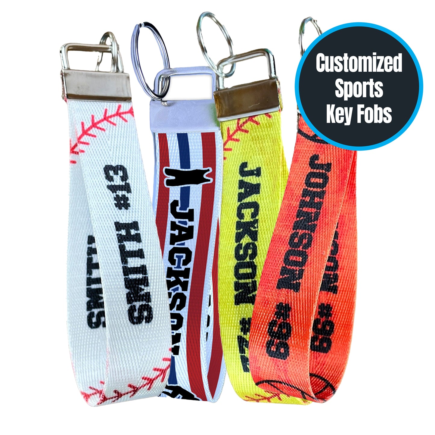 Personalized Sports Themed Name Nylon Key Fob – Choose Your Sport!