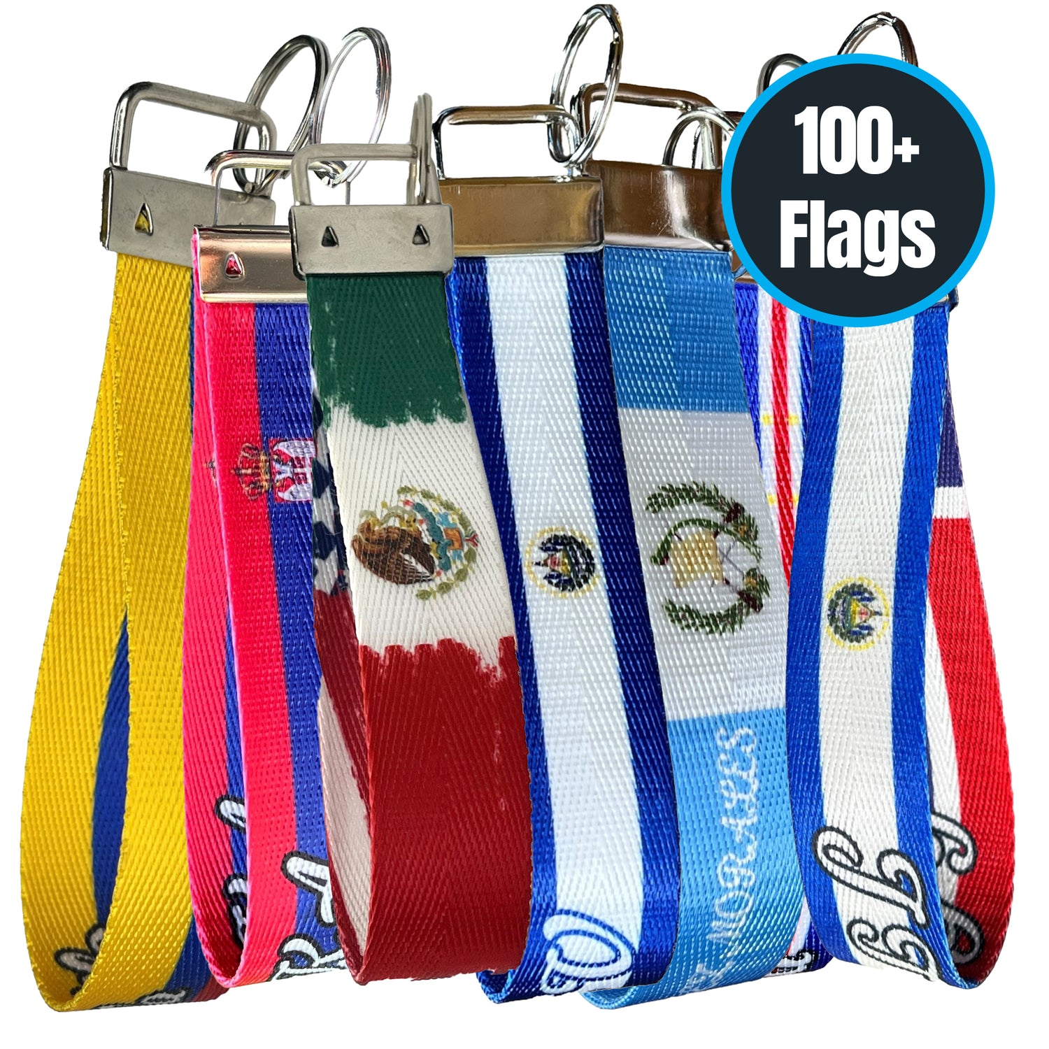 Personalized World Flag Nylon Keychain Wristlets – Customize with Flags from 100+ Countries