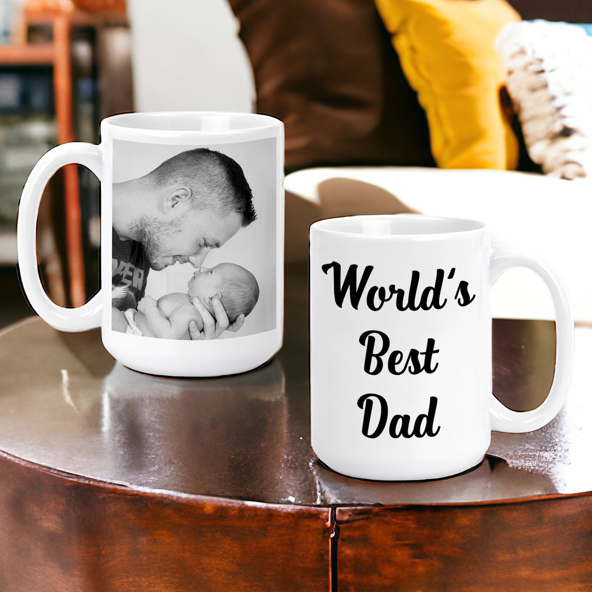 Personalized World's Best Dad - Custom 15oz Coffee Mug with Picture - Add your photo