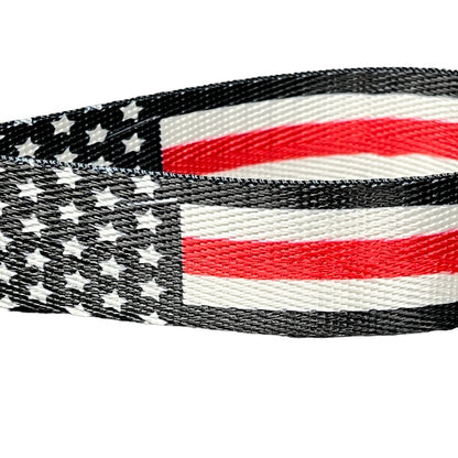 Personalized Firefighter Thin Red Line American Flag Nylon Key Fob - Fabric Wristlet Keychain