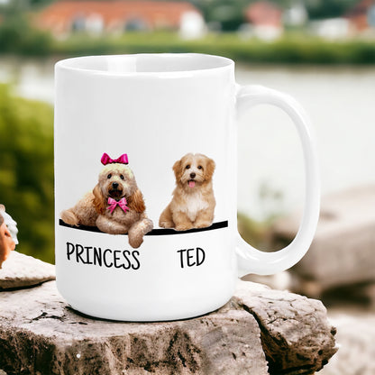 Pick Your Cute Dogs and Add Their Name - 15oz Ceramic Coffee Mug