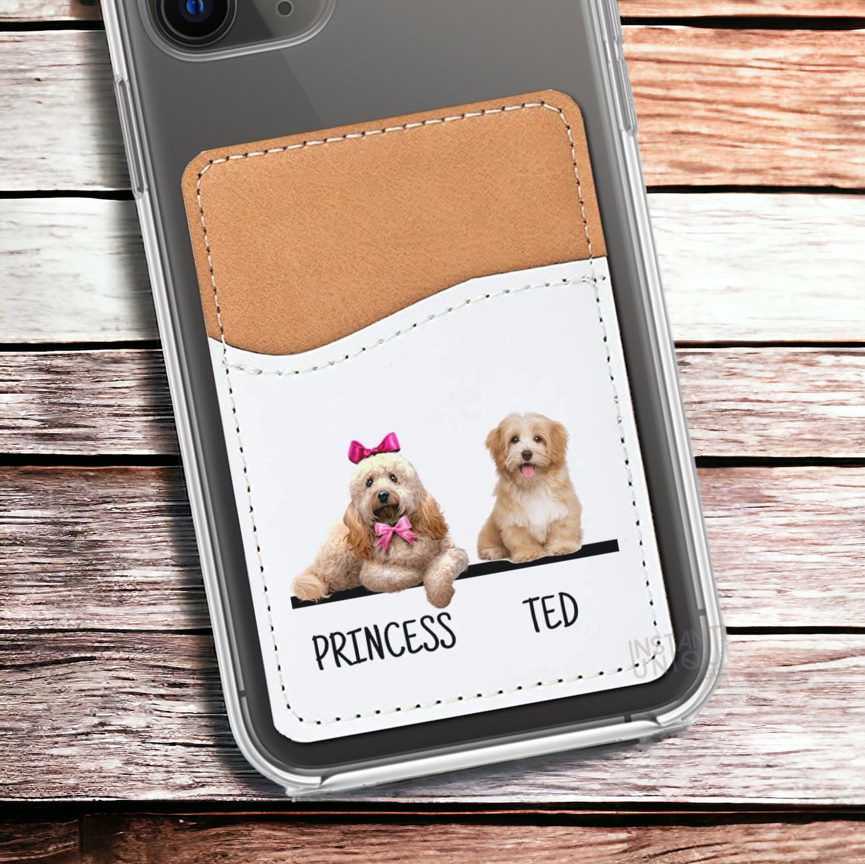 Pick Your Cute Dogs and Name - Stick On Phone Wallet - Add up to 6 dogs!