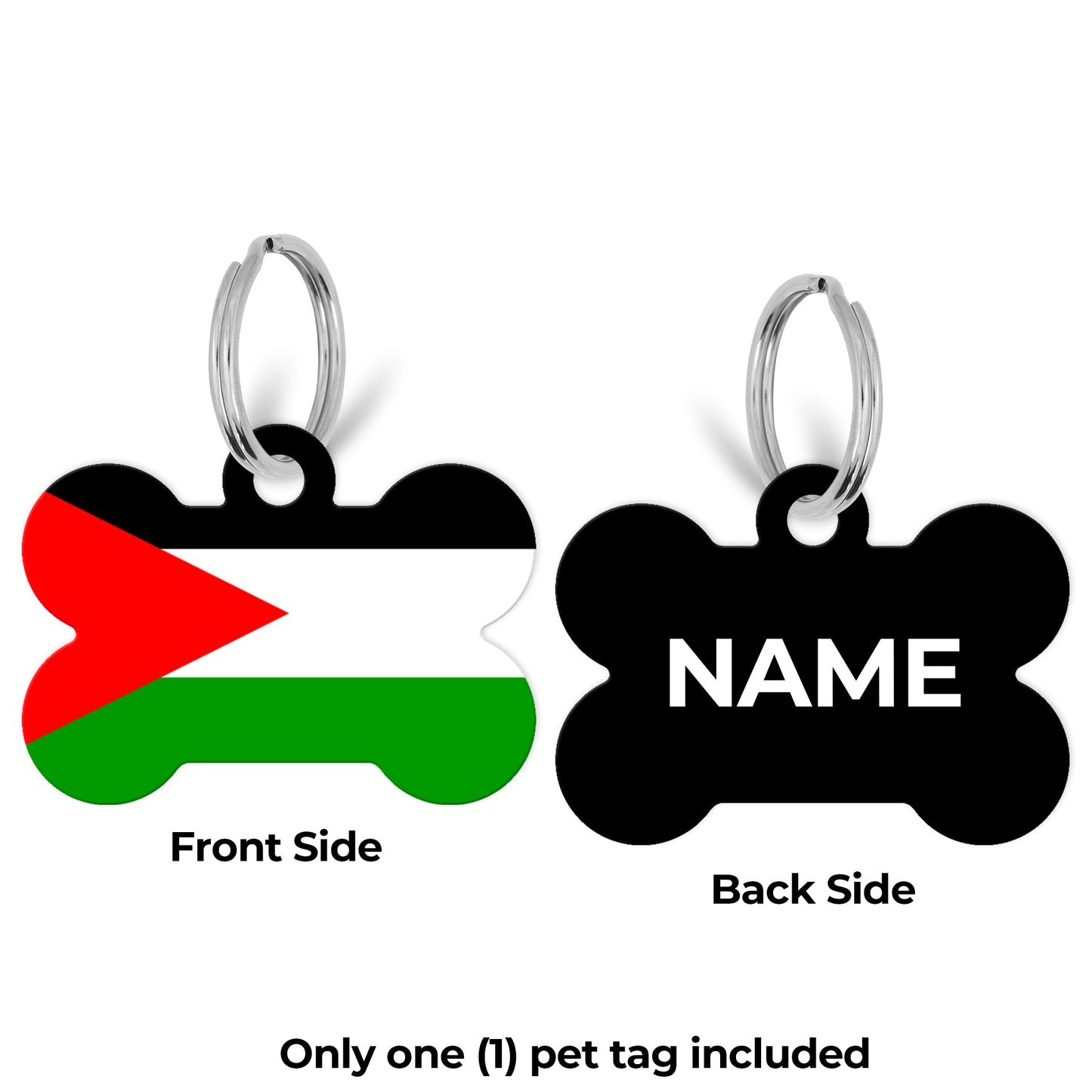 Pick Your World Flag Personalized Bone Shaped Pet Tag for Dogs and Cats with Pet Name