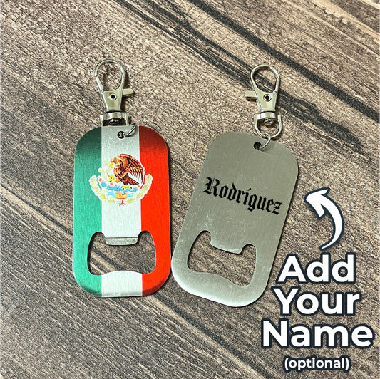 Pick Your World Flag Stainless Steel Keychain Bottle Opener - Personalized with Your Name