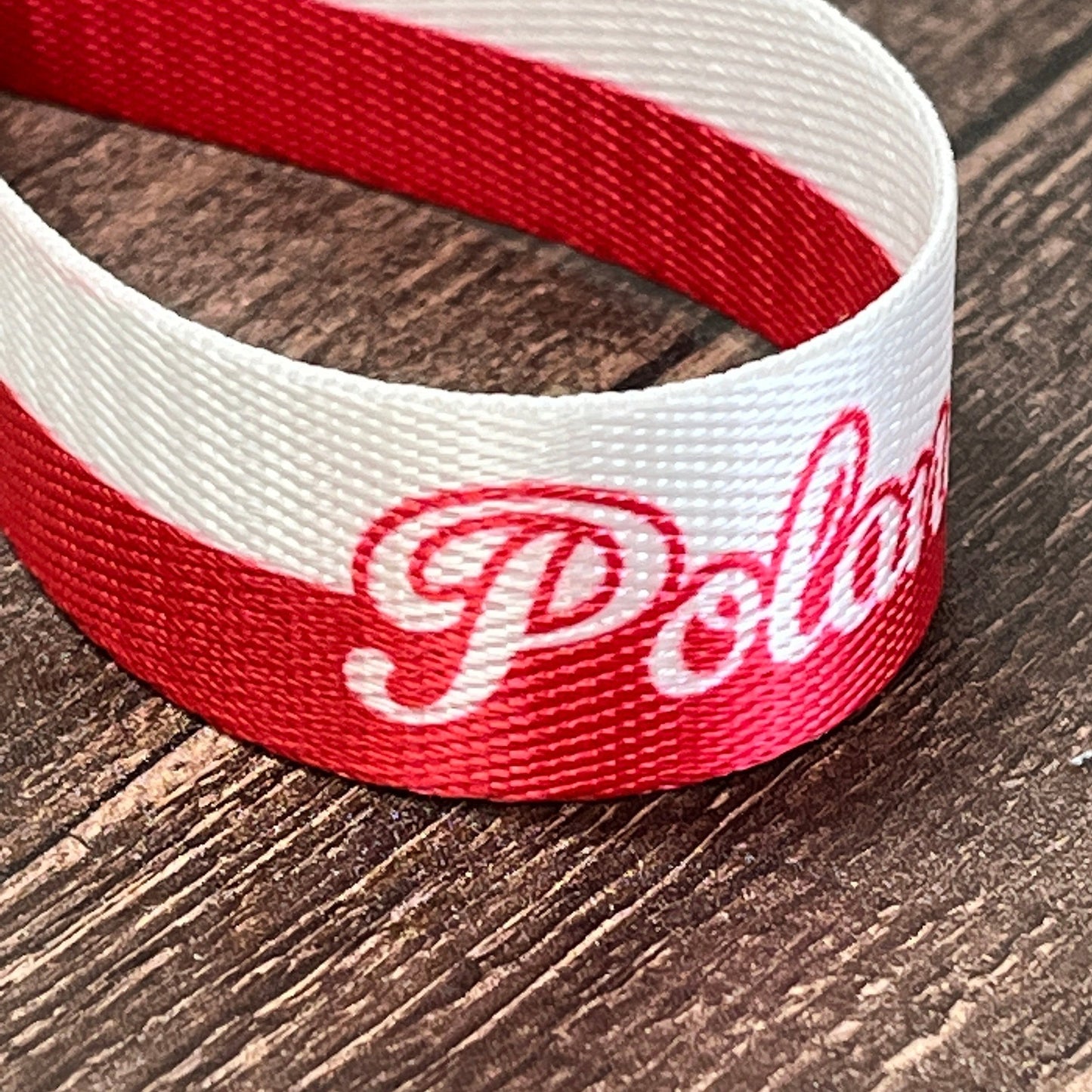 Poland Flag Personalized Name Nylon Key Fob - Custom Wristlet Keychain