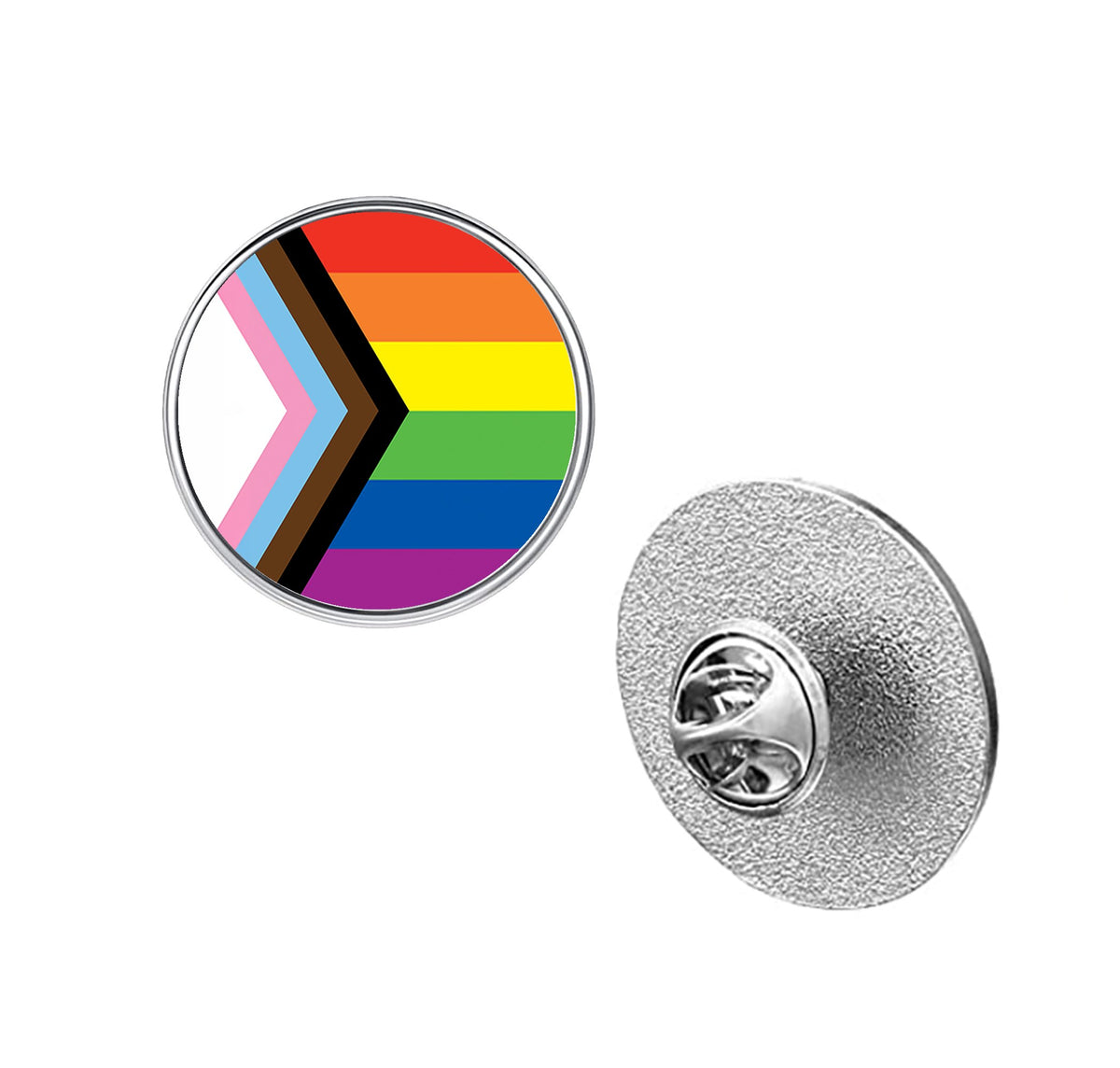 LGBT Pride Flag Pinback Button – Metal Lapel Pin in Circle, Heart or Square
