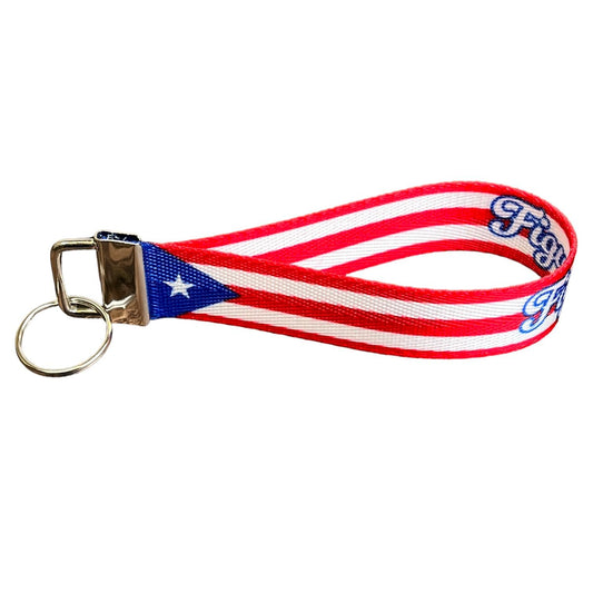 Puerto Rico Flag Personalized Name Nylon Key Fob - Puerto Rican Custom Wristlet Keychain
