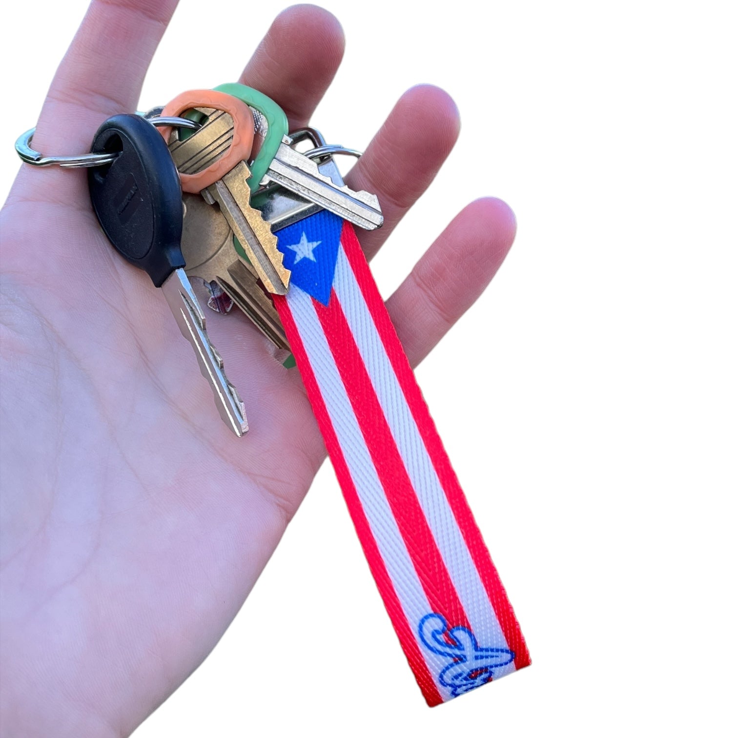 Puerto Rico Flag Personalized Name Nylon Key Fob - Puerto Rican Custom Wristlet Keychain