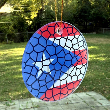 Stained Glass Effect Flag Ornament – Real Glass World Flag Christmas Ornament