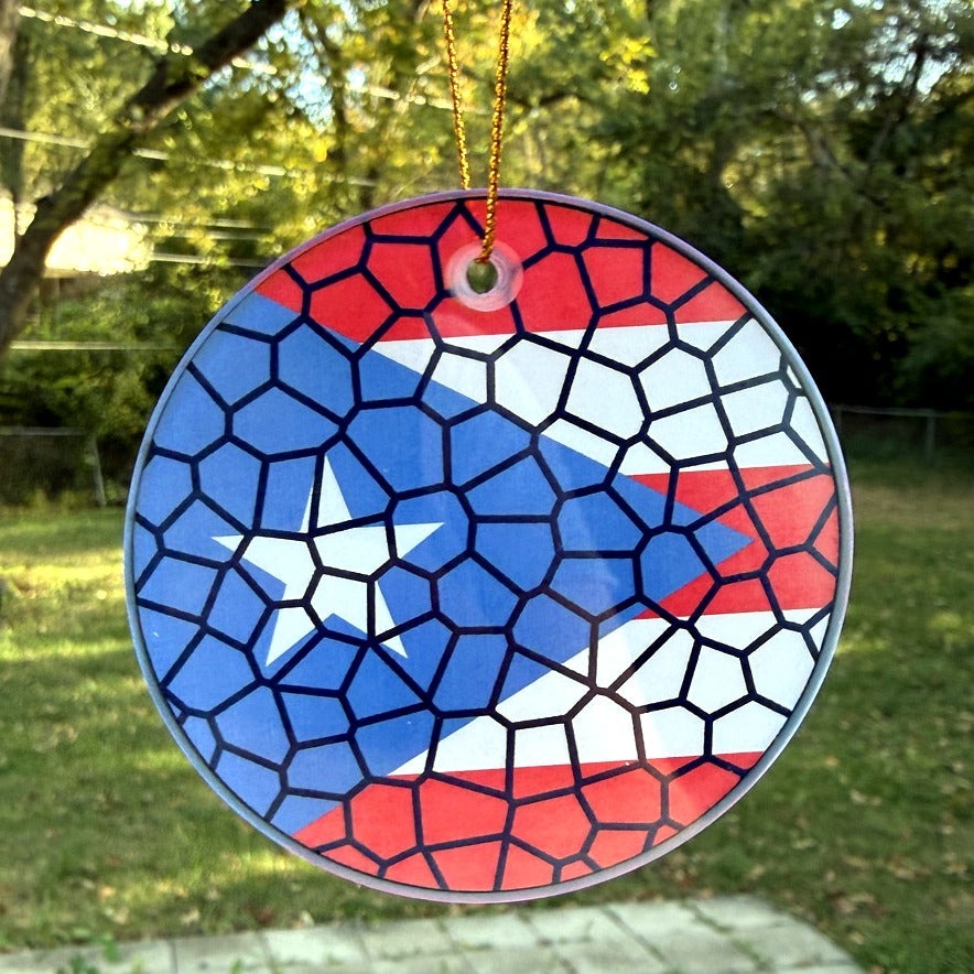 Stained Glass Effect Flag Ornament – Real Glass World Flag Christmas Ornament