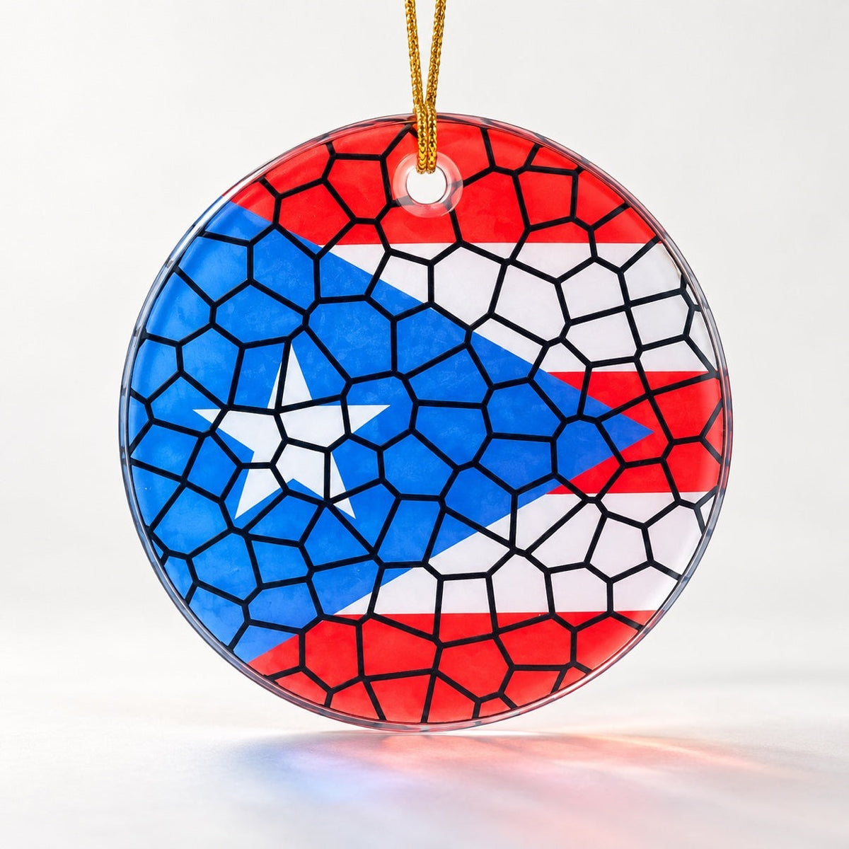 Stained Glass Effect Flag Ornament – Real Glass World Flag Christmas Ornament