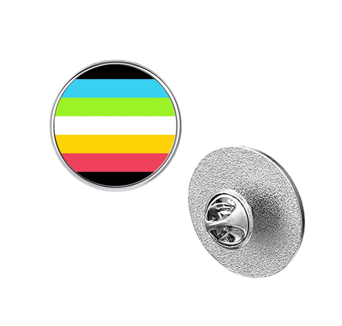 LGBT Pride Flag Pinback Button – Metal Lapel Pin in Circle, Heart or Square